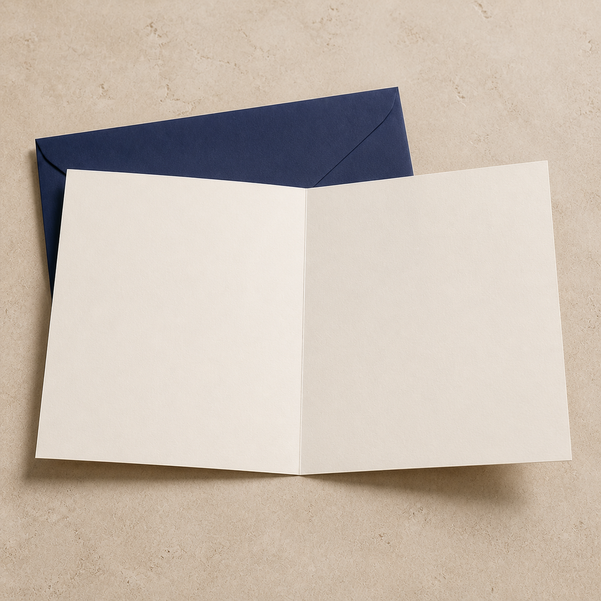 Open A Very Good Year card showing a completely blank interior