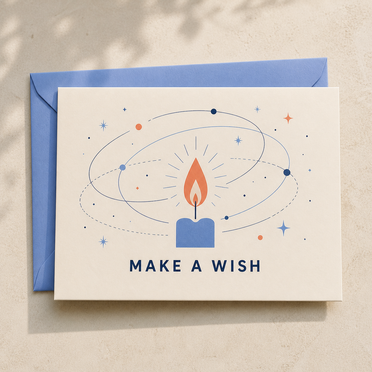 Make a Wish birthday card styled with a periwinkle envelope