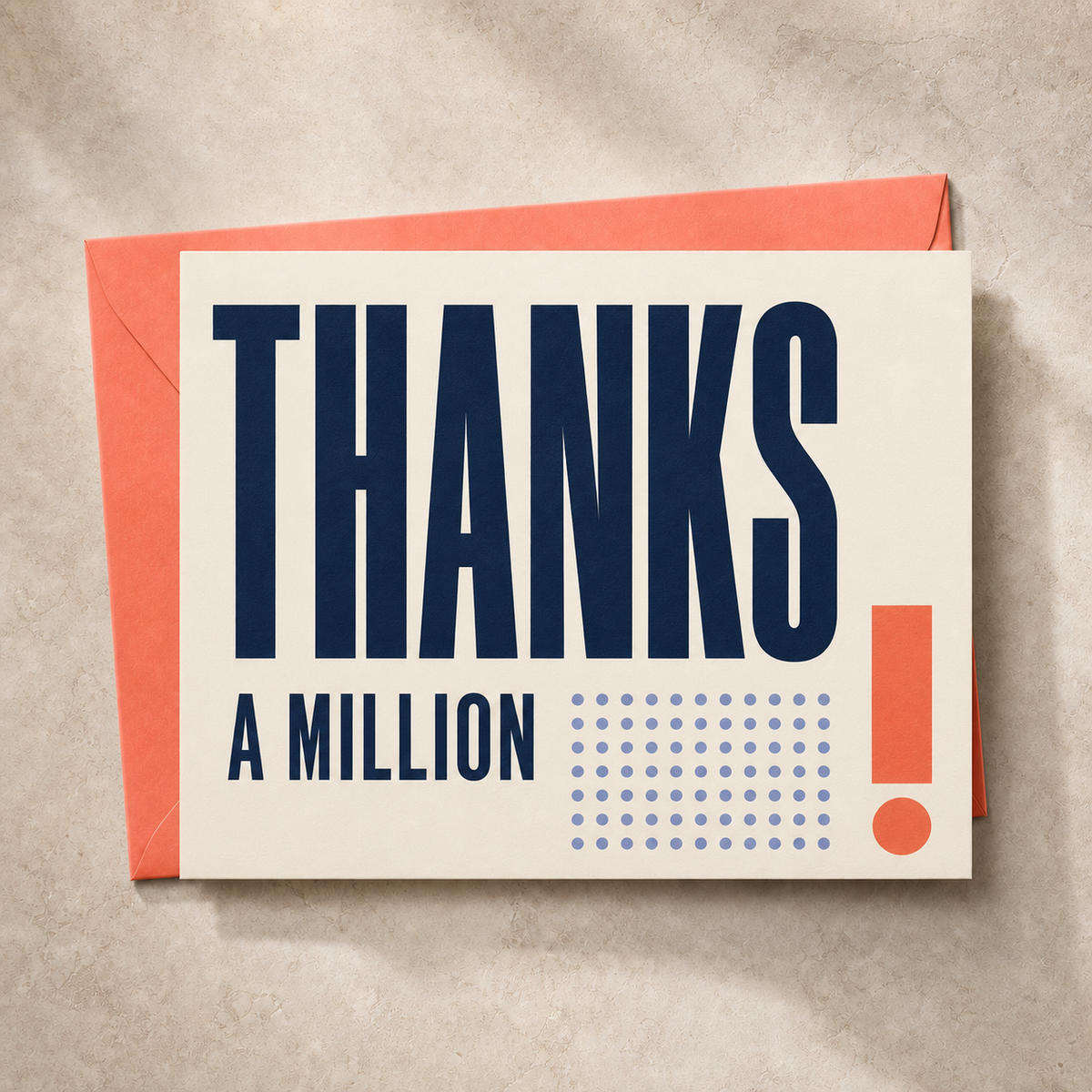 Thanks a Million thank you card styled with a coral envelope